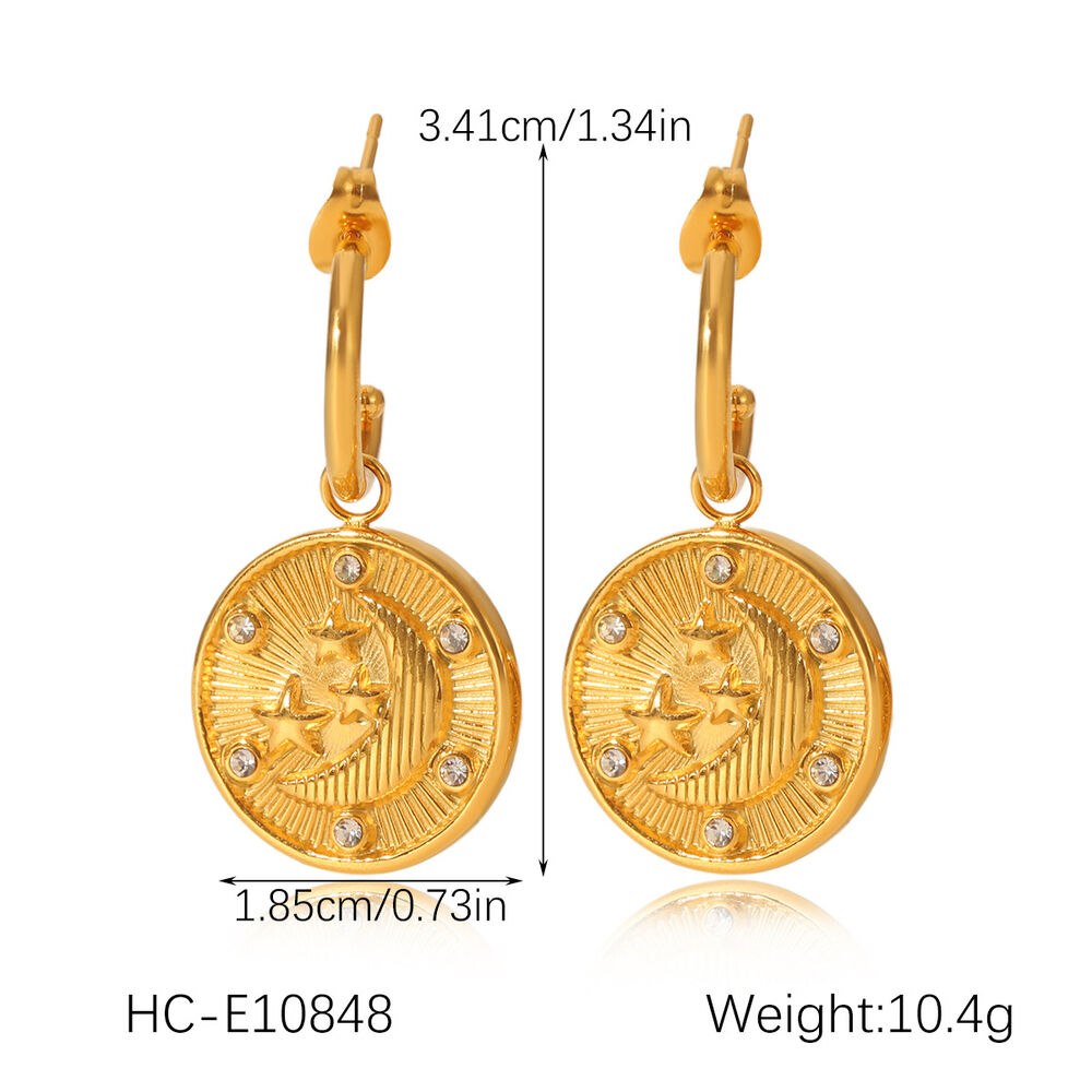 1 Paar Daily Cross Edelstahl-Ohrhänger, wasserdicht, goldfarben, mit Zirkonia-Motiv, für Damen. h5Bild2