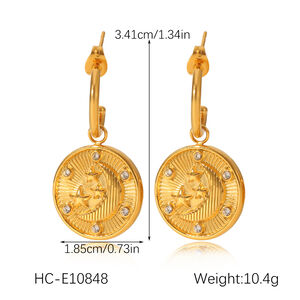 1 Paar Daily Cross Edelstahl-Ohrhänger, wasserdicht, goldfarben, mit Zirkonia-Motiv, für Damen. h5 Bild2