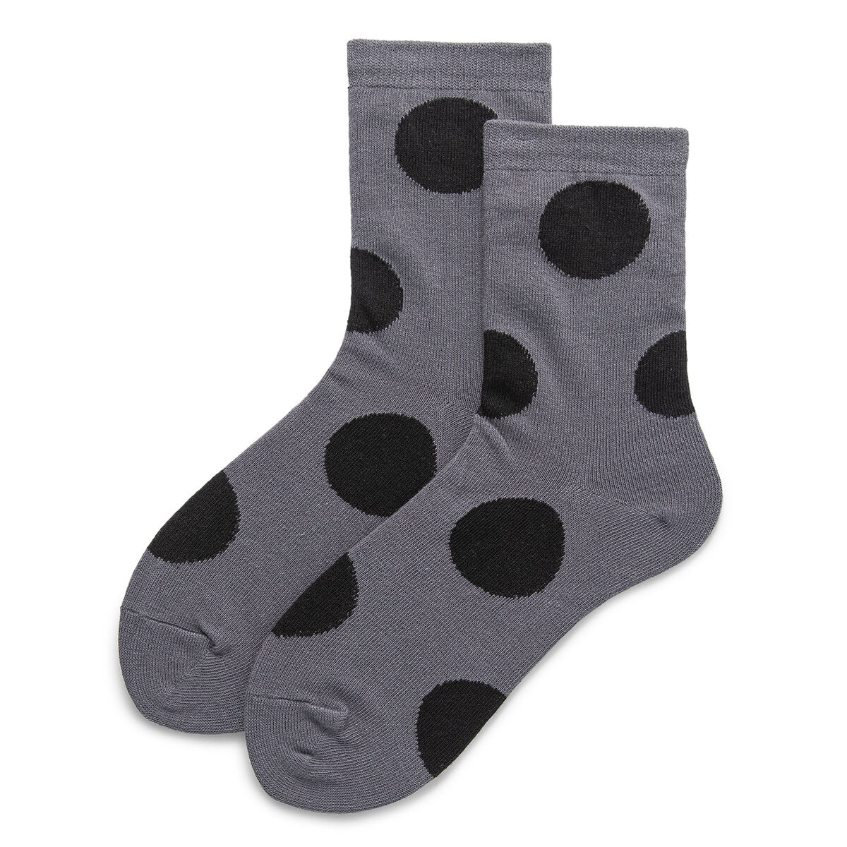 1 par de adorables calcetines de media pantorrilla para mujer con diseño de lunares y bloques de color h5