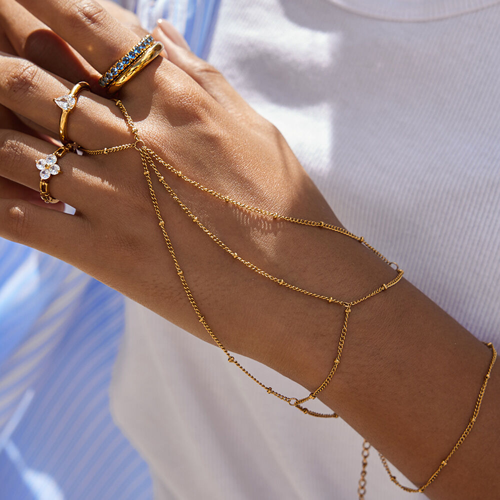 1 minimalistisches, wasserfestes Damen-Armband aus Edelstahl in Goldfarbe mit dezenten Linien h5 Bild3