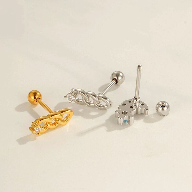 Boucle d'oreille piercing papillon en cuivre doré et zircon 2