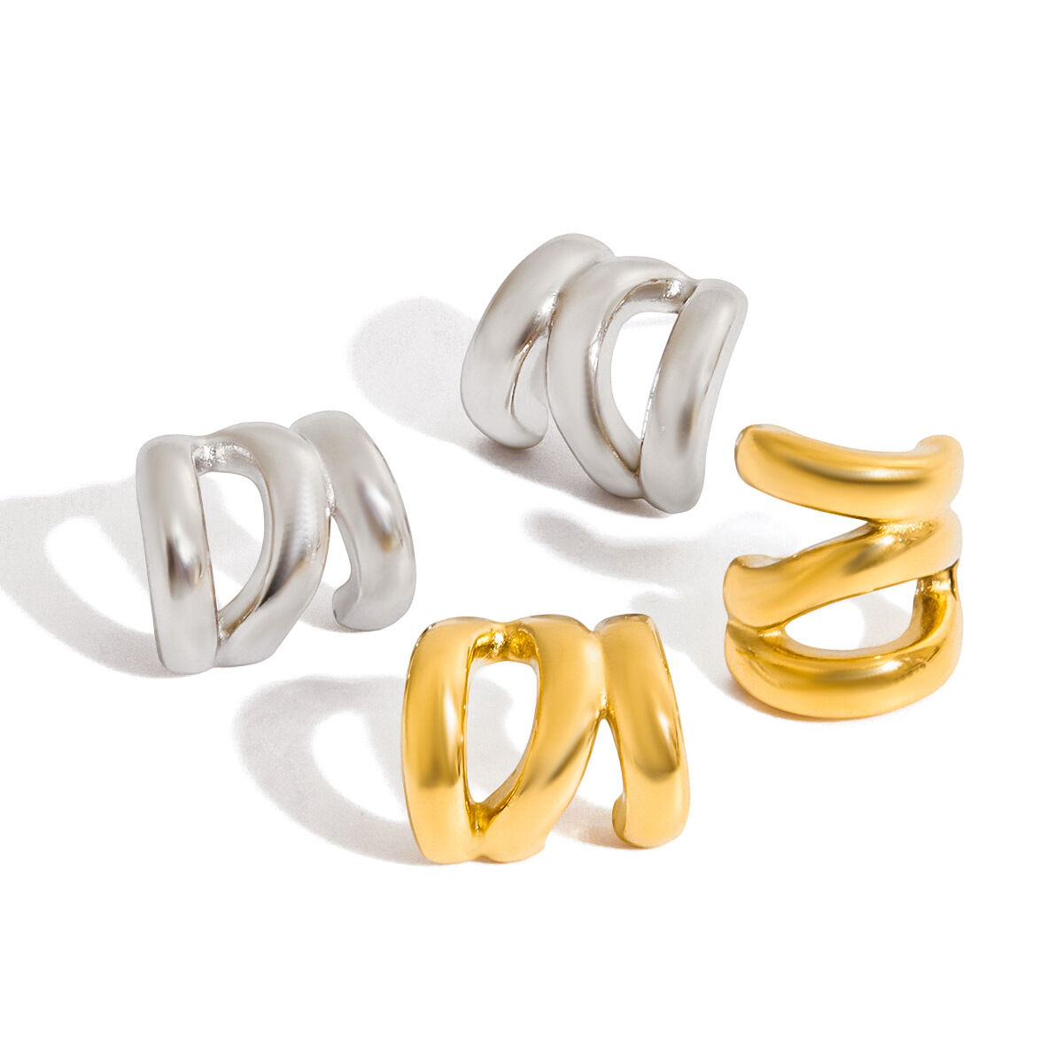 1 Pair Irregular Shape Stainless Steel Waterproof Gold Color Women's Stud Earrings Picture6