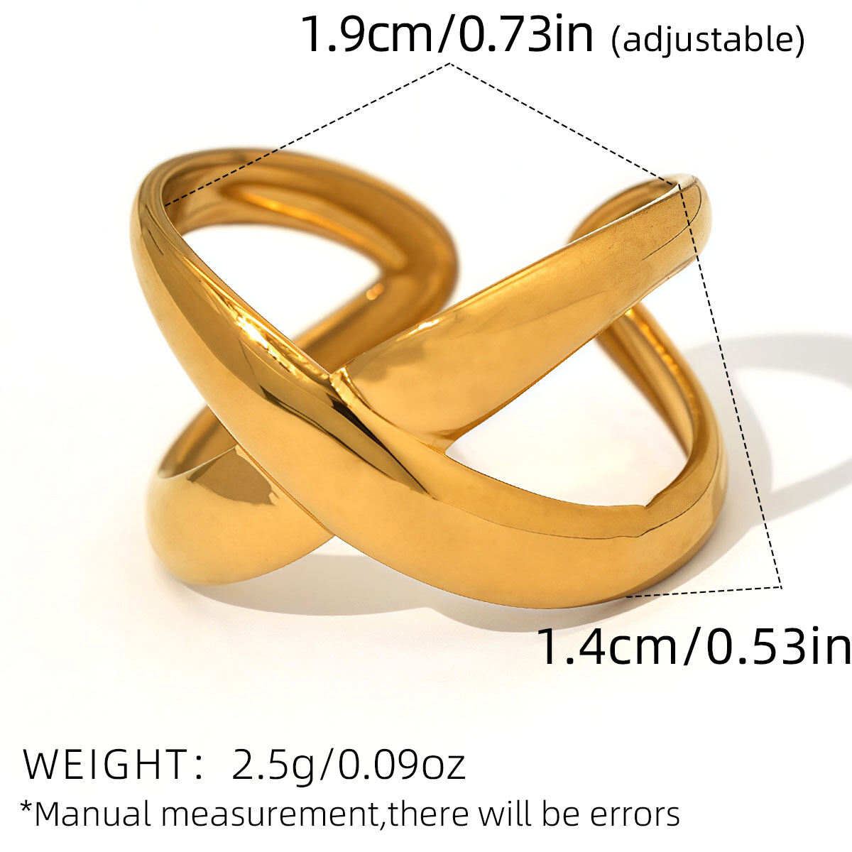 1 stuk eenvoudige, casual, onregelmatig gevormde, waterdichte statement ring voor dames van roestvrij staal h5 Afbeelding2