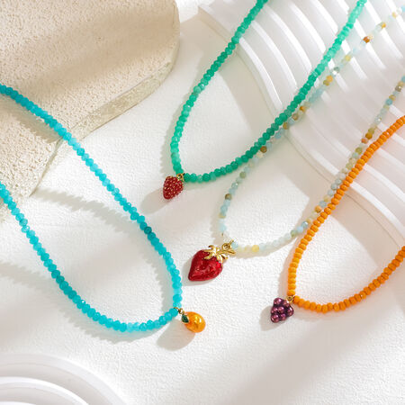 1 Piece Polychrome Sweet Fruit Natural Stones Women's Beaded Necklaces 2