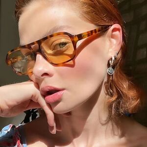 1 par de gafas de sol clásicas retro con lentes marrones y estampado de leopardo para mujer h5 Imagen2