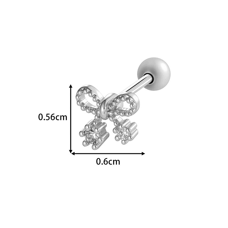 1 pezzo di orecchino piercing con fiocco a forma di farfalla, color rame e oro, in zircone h5 Immagine2