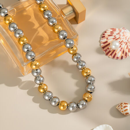 1 Piece Beads Mixed Color Stainless Steel Waterproof Gold Color Beaded Necklace 2