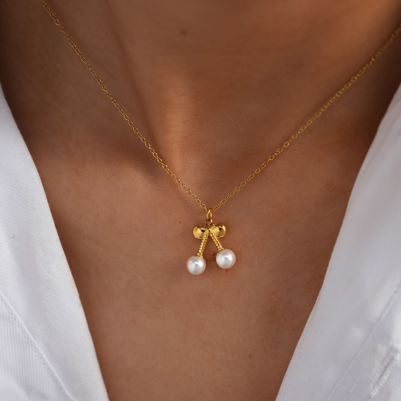 1 Piece Casual Food Stainless Steel Waterproof  Gold Color  Women's Pendant Necklaces