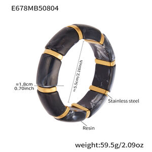 1 Piece Stylish Series Annular Shape Resin Gold Color Women's Bangles h5