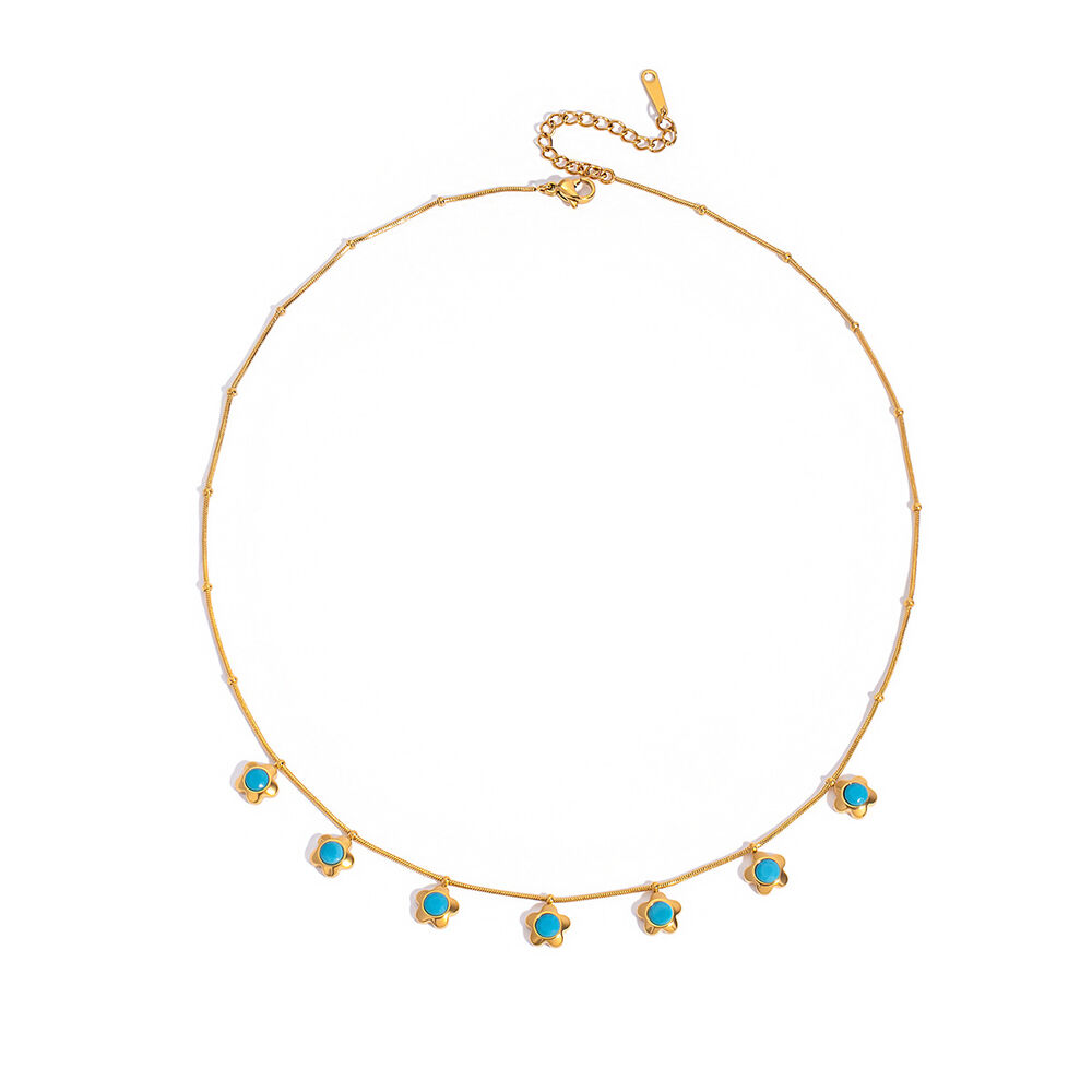 1 Piece Romantic Flower Calaite Stainless Steel Waterproof Gold Color Women's Pendant Necklaces