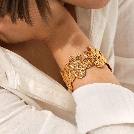 1 Piece Simple Series Daily Flower Gold Color Women's Bangles 2