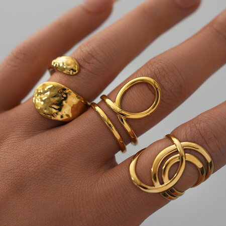 1 Piece Simple Retro Irregular Shape Stainless Steel Waterproof Women's Statement Rings 2