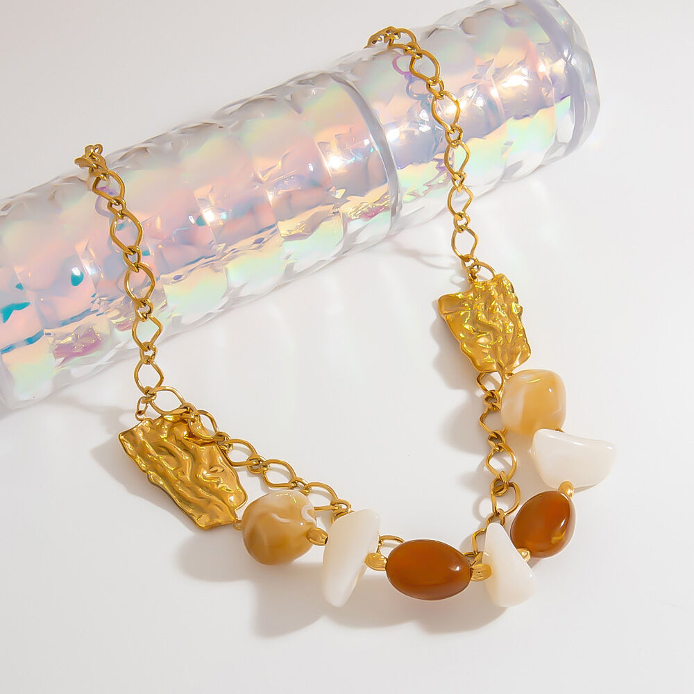1 Piece Retro Heart Resin Beads Pendant Necklace Picture3