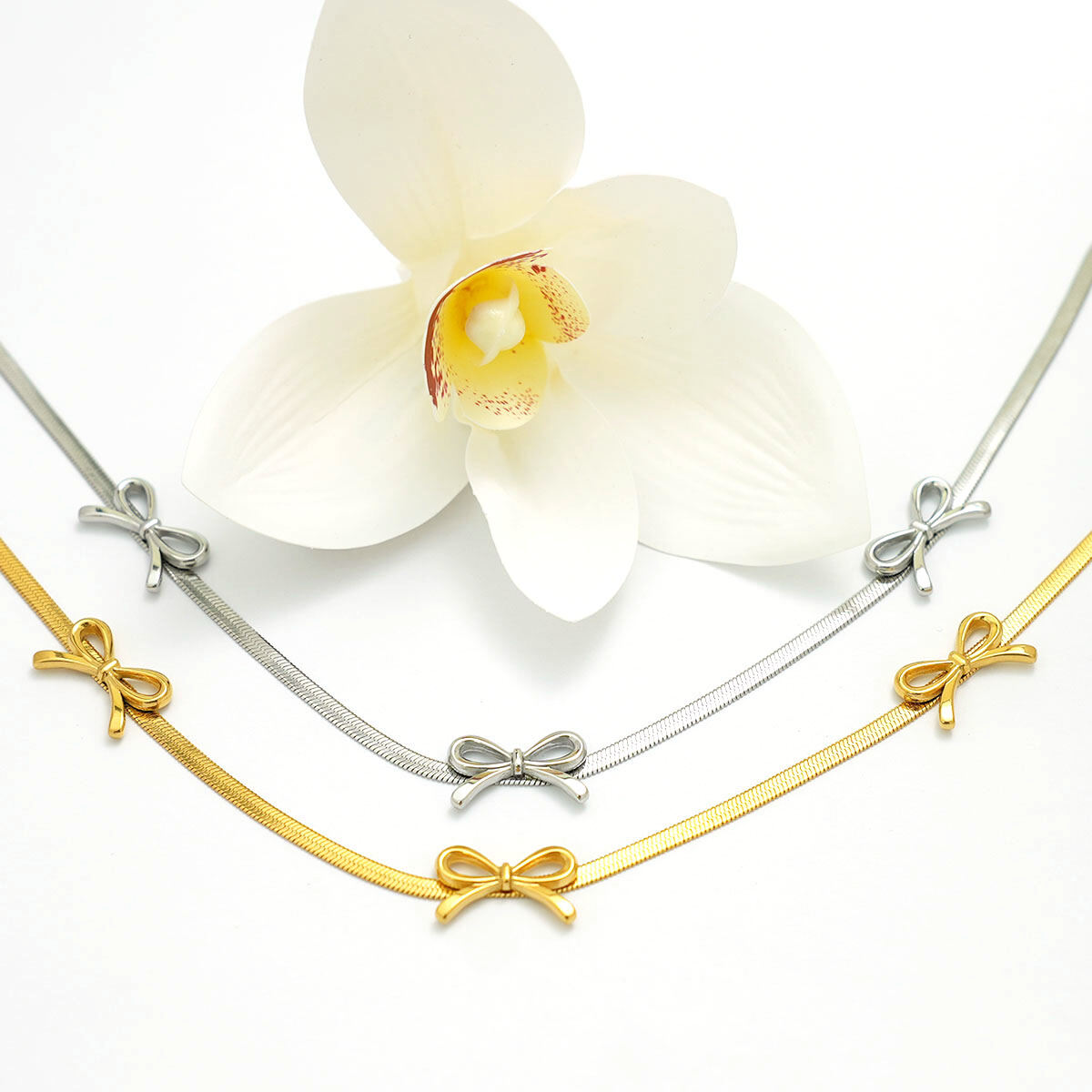 1 Piece Simple  Bow Knot Stainless Steel Waterproof  Women's Pendant Necklaces h5 Picture5
