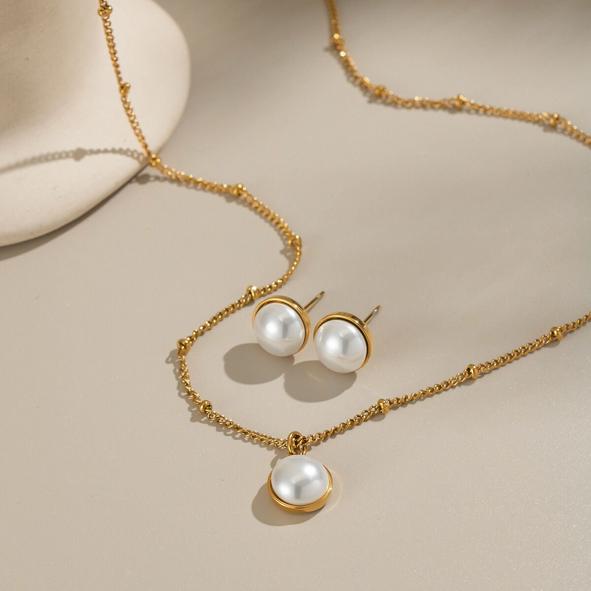 Daily Circle Stainless Steel Waterproof Gold Color Women's Jewelry Sets Picture2