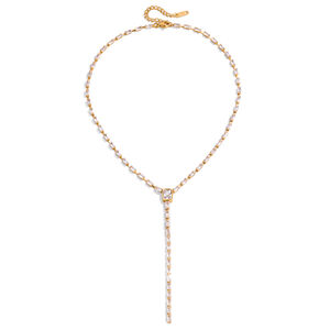 1 Piece Exquisite Rectangle Stainless Steel Waterproof Gold Color Zircon Women's Pendant Necklaces h5
