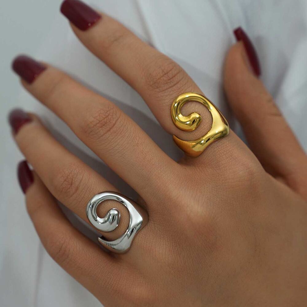 1 Piece Simple Irregular Shape Stainless Steel Waterproof Women's Statement Rings Picture8