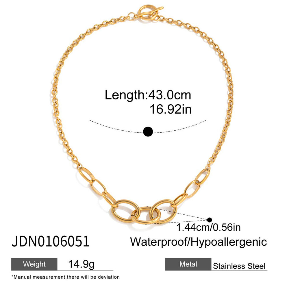 Klassische ovale, gedrehte Damenkette aus wasserdichtem Edelstahl in Goldfarbe h5Bild2