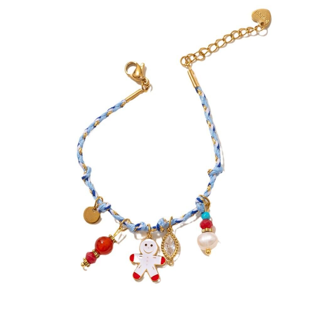 Braccialetti con ciondoli da donna color oro impermeabili in acciaio inossidabile con motivo natalizio, 1 pezzo h5Immagine5