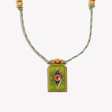 1 pezzo di collana intrecciata da donna in acciaio inossidabile impermeabile color oro con tarocchi degli occhi di lusso