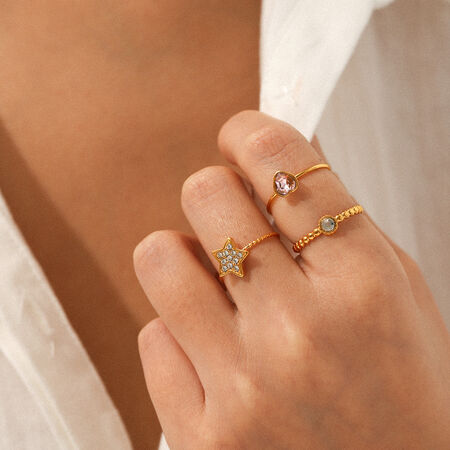Multi-Layered Luxurious Heart Star Stainless Steel Waterproof Zircon Women's Statement Rings 2
