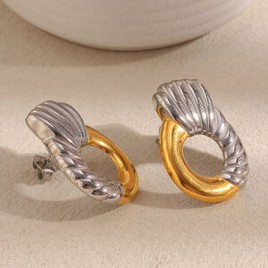 1 Pair Casual Circle Stainless Steel Waterproof Gold Color Women's Stud Earrings h5 Picture6
