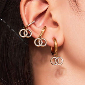 1 Pair Chic Droplet Stainless Steel Waterproof Gold Color Zircon Women's Drop Earrings h5 Picture2