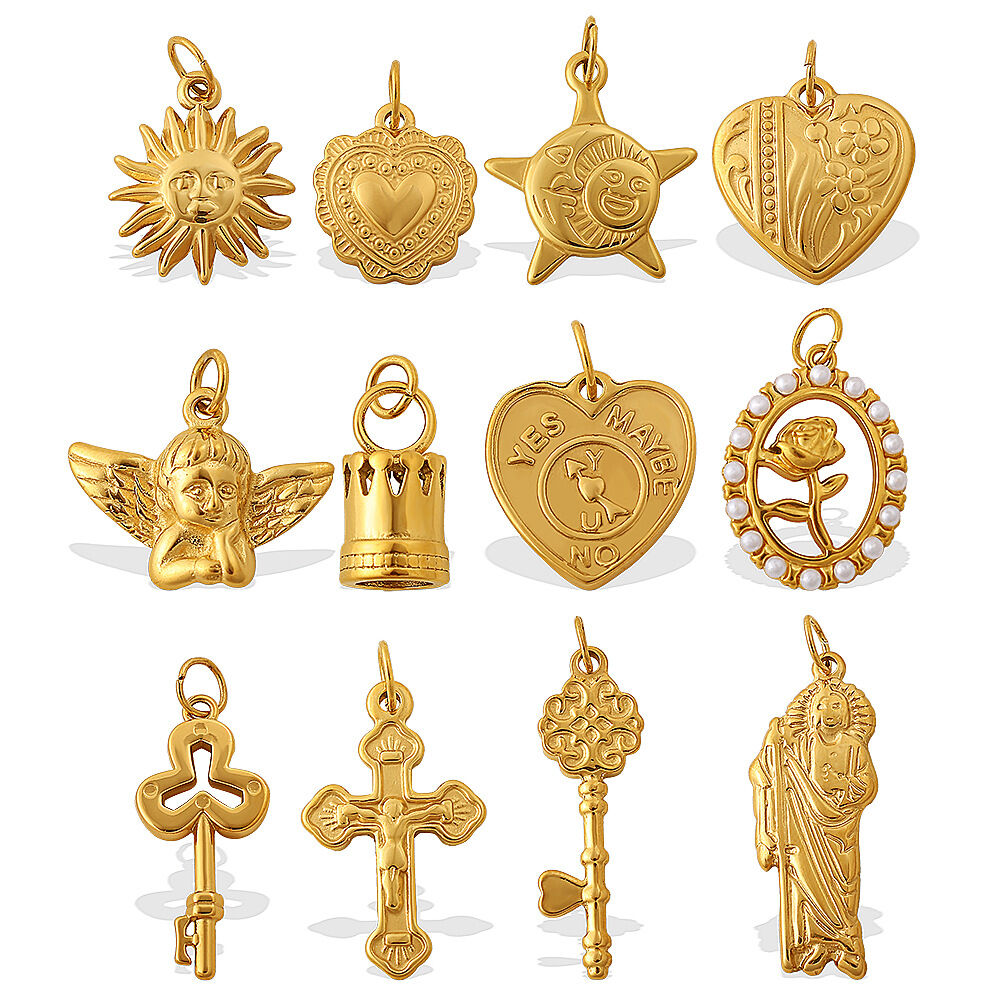 1 Piece Heart Stainless Steel Waterproof Gold Color DIY Pendant Picture4
