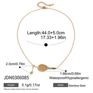 Sports Tennis Racket Stainless Steel Waterproof Gold Color Women's Jewelry Sets h5