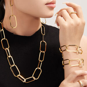 Simple Squircle Stainless Steel Waterproof Gold Color Women's Jewelry Sets h5 Picture5