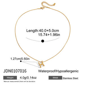 1 Piece Classic Letter H Stainless Steel Waterproof Gold Color Women's Pendant Necklaces h5 Picture2