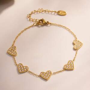 Bracelet à maillons pour femme, en acier inoxydable doré, orné d'un papillon et de zircon, imperméable (1 pièce). h5 Image7