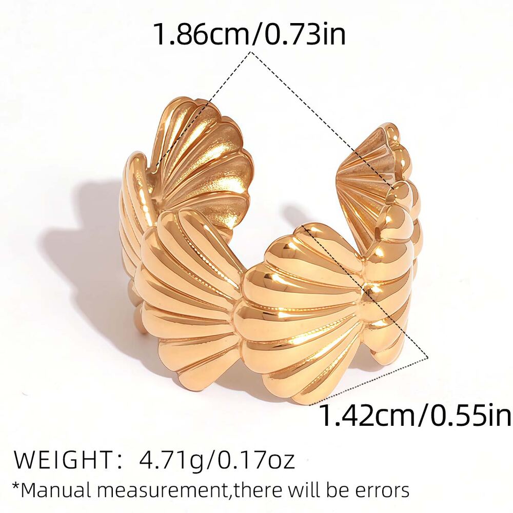1 Piece Simple Casual Shell Stainless Steel Waterproof Gold Color Women’s Statement Rings Picture2