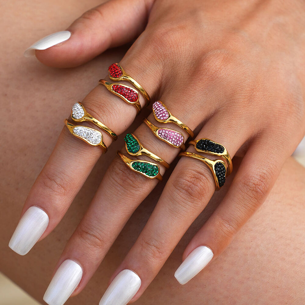1 Piece Simple Irregular Shape Stainless Steel Waterproof Gold Color Statement Rings Picture7