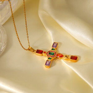 1 Stück tägliche Kreuz-Anhänger-Halskette aus Edelstahl, wasserdicht, goldfarben, für Damen h5 Bild7