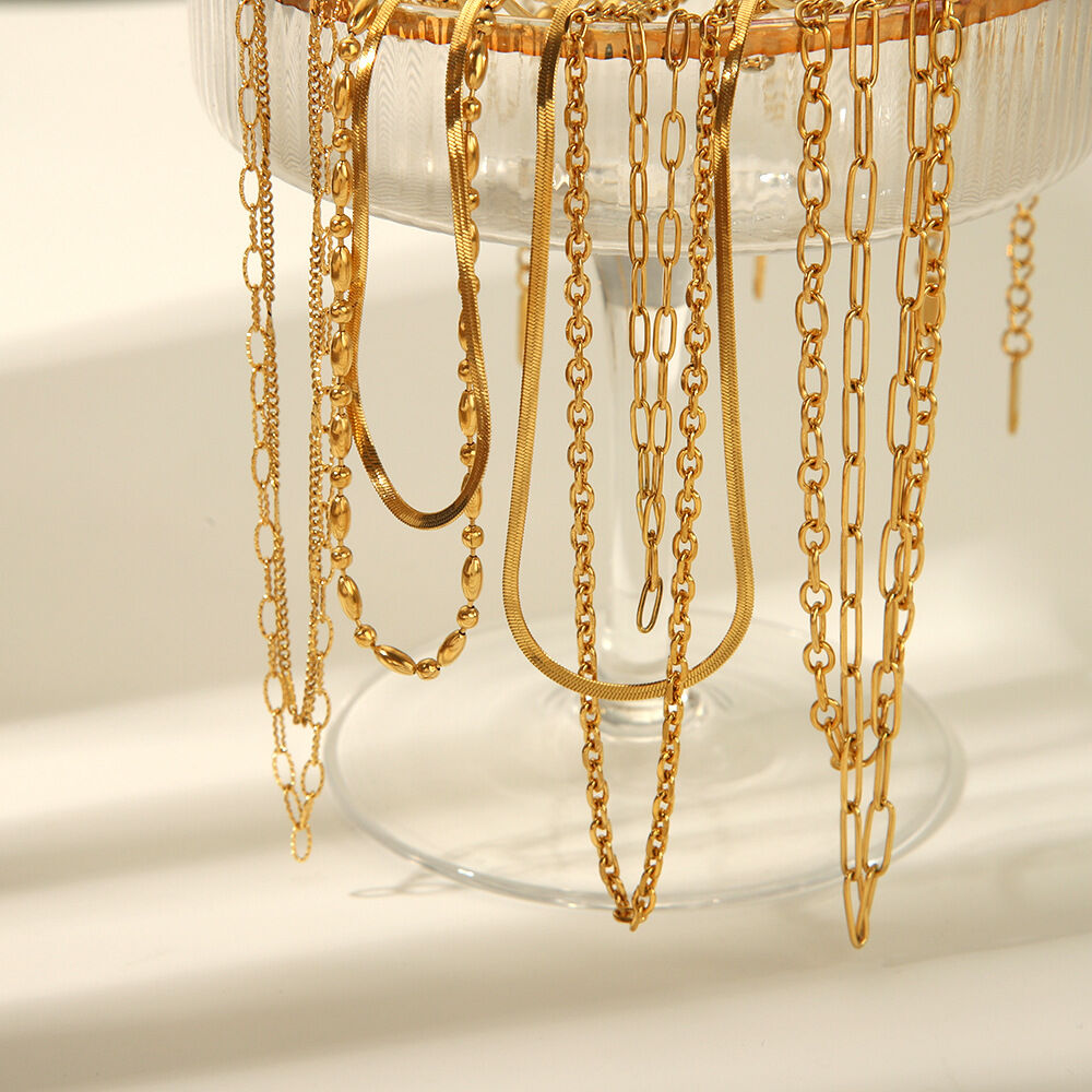 Simple Series Daily Chain Stainless Steel Waterproof   Gold Color  Women's Chain Necklaces 2