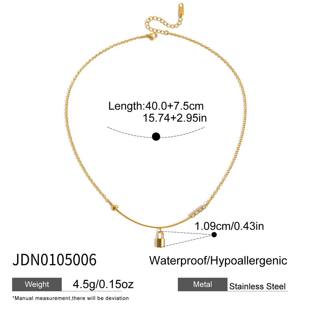 1 Piece Classic Lock Stainless Steel Waterproof Gold Color Women's Pendant Necklaces Picture2