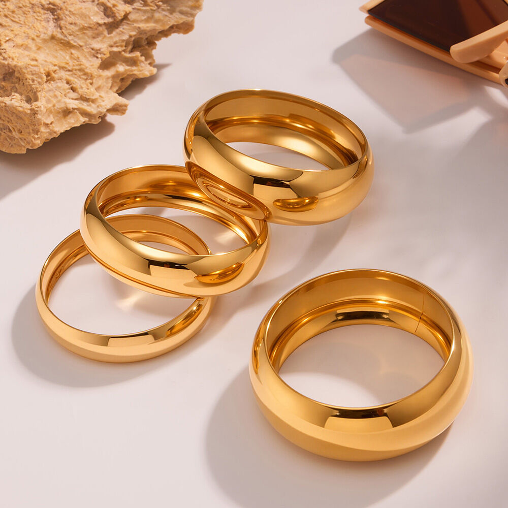 1 Piece Minimalist Solid Color Stainless Steel Waterproof Women's Bangles Picture3
