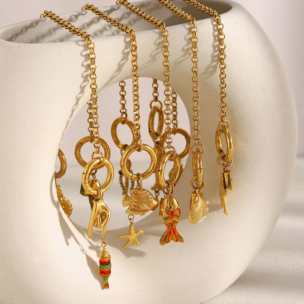 1 Piece  Star Fish Stainless Steel Waterproof  Gold Color  Women's Pendants 2