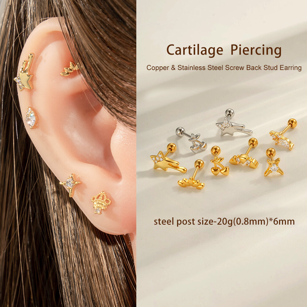 1 Stück Kirsche Kupfer Gold Farbe Zirkon Piercing Ohrring h5 Bild4