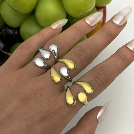 1 Piece Simple Daily Irregular Shape Stainless Steel Waterproof Gold Color Statement Rings
