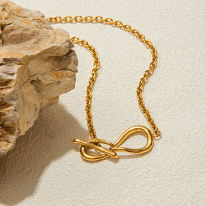 1 Piece Simple Irregular Shape Twist Stainless Steel Waterproof Gold Color Women's Chain Necklaces h5 Picture3