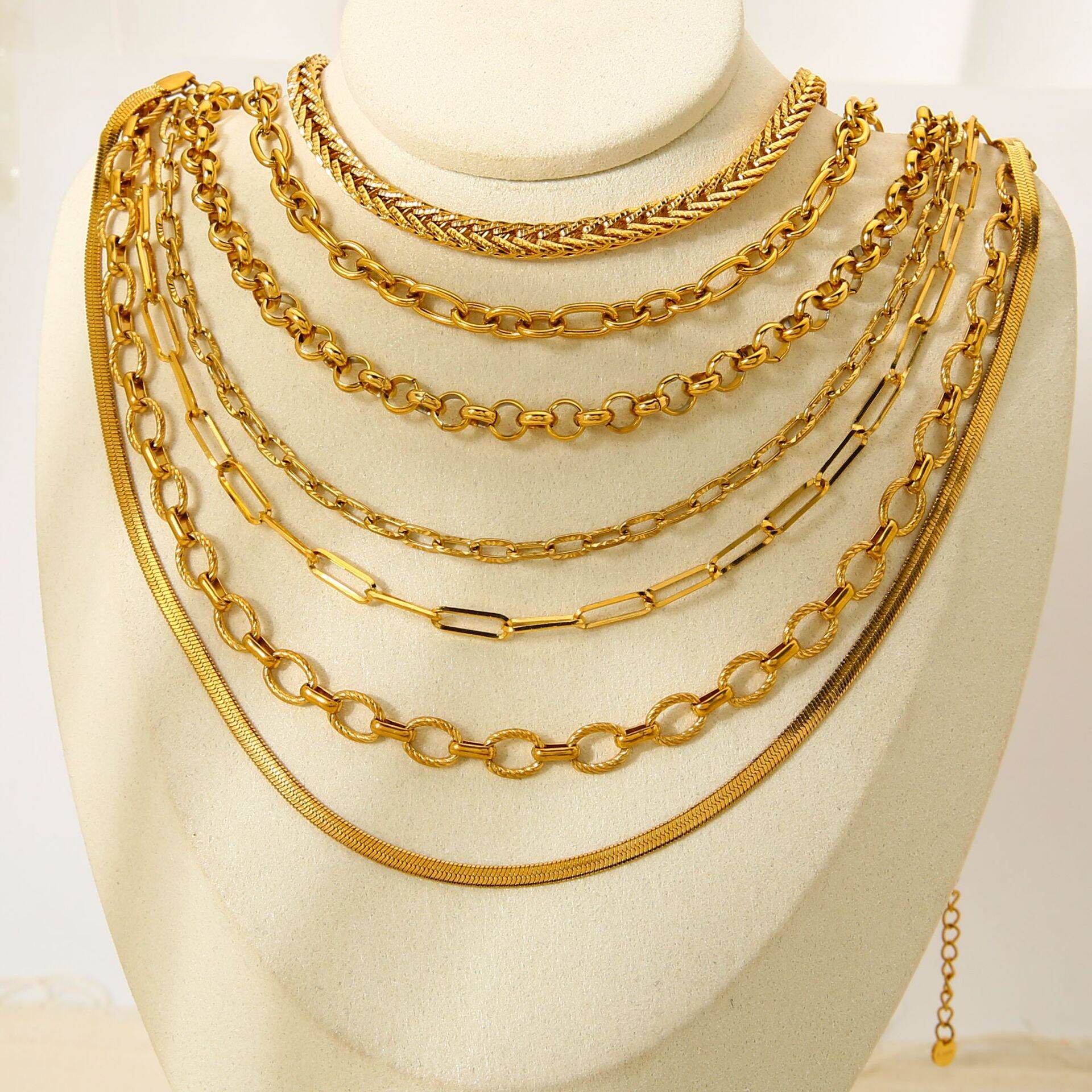 1 Piece Simple Daily Chain Stainless Steel Waterproof  Women's Chain Necklaces