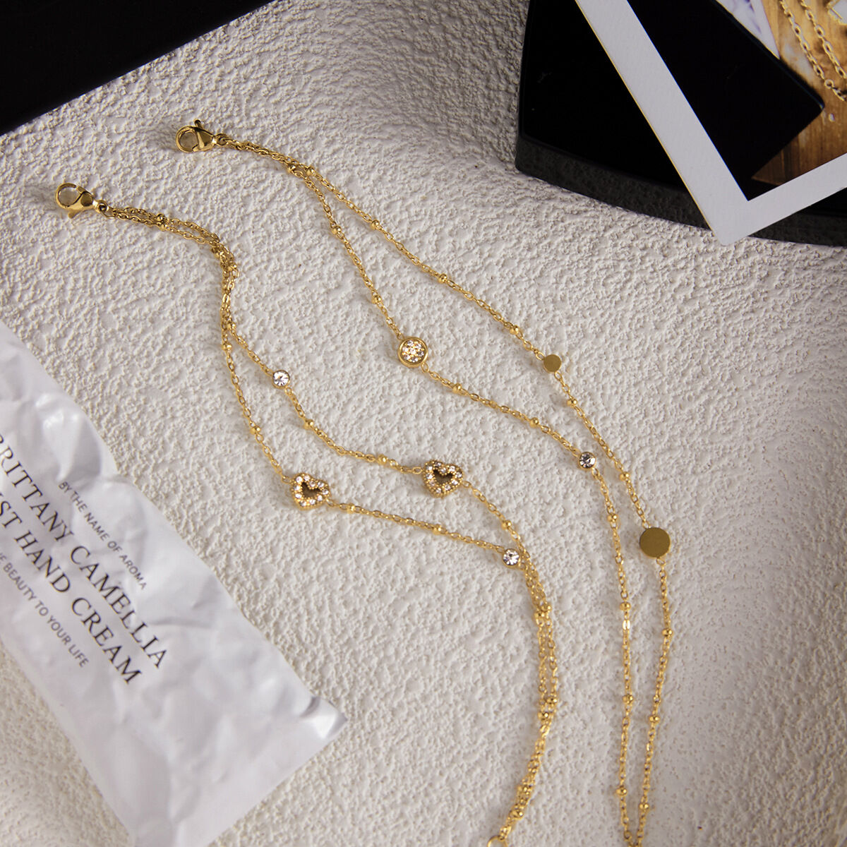1 Piece Luxurious Heart Stainless Steel Waterproof Gold Color Women's Chain Bracelets Picture5