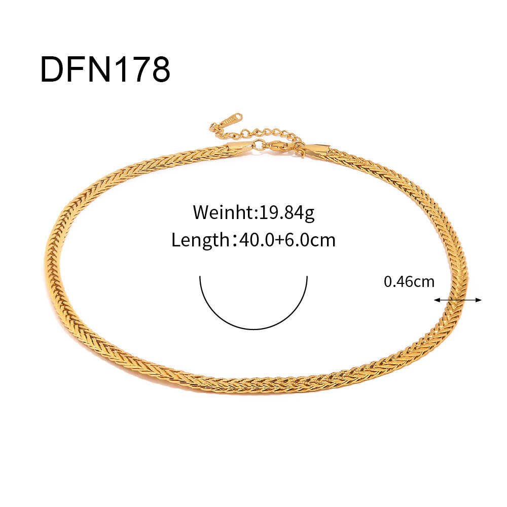 1 Piece Simple Daily Chain Stainless Steel Waterproof Women's Chain Necklaces