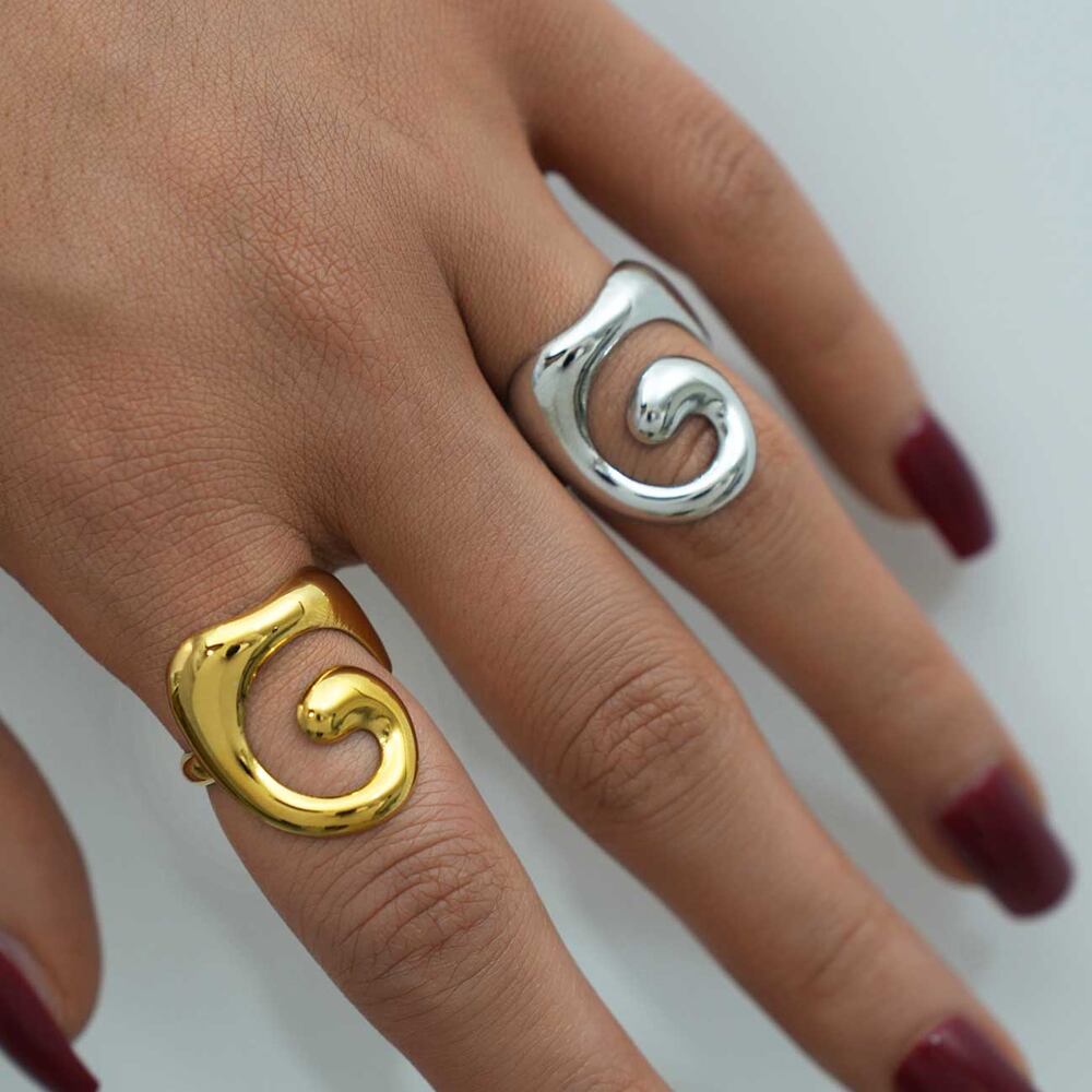 1 Piece Simple Irregular Shape Stainless Steel Waterproof Women's Statement Rings Picture7