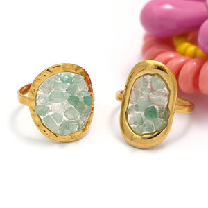 1 Piece Retro Irregular Shape Stainless Steel Waterproof Gold Color Statement Rings h5 Picture5
