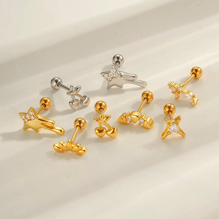 1 Stück Kirsche Kupfer Gold Farbe Zirkon Piercing Ohrring