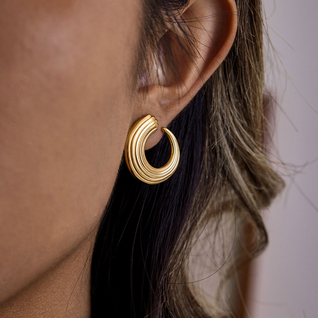 1 Pair Simple Circle Stainless Steel Waterproof Gold Color Women's Stud Earrings 2