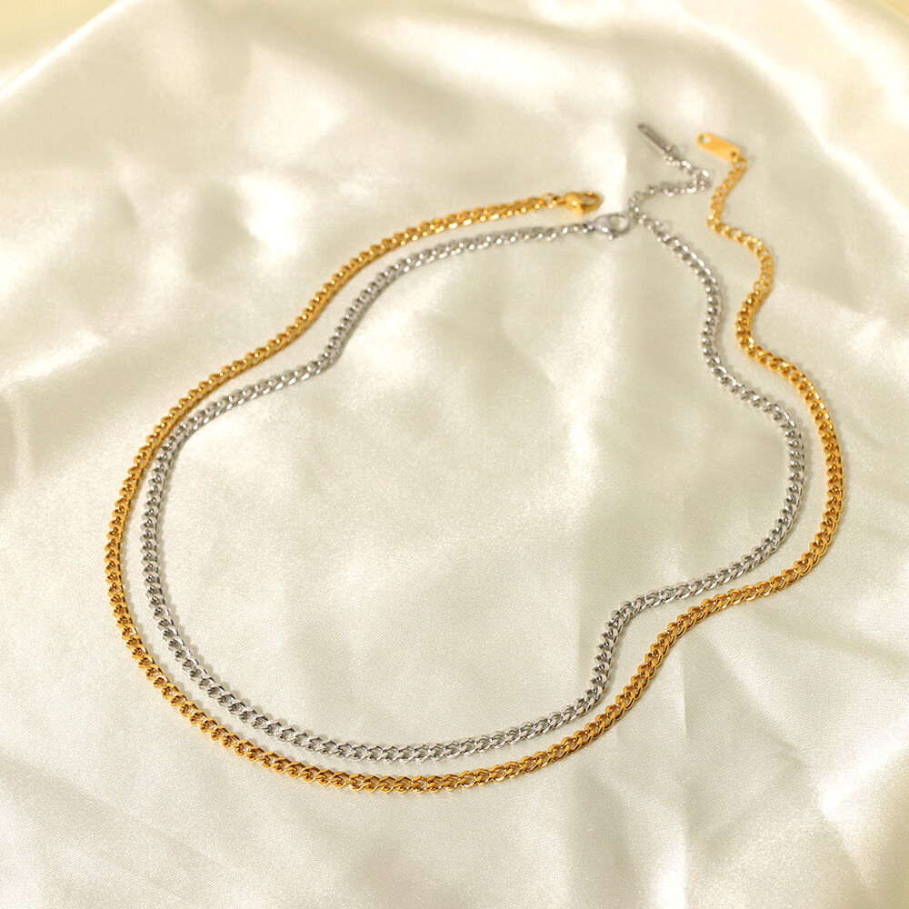 1 Piece Simple Chain Stainless Steel Waterproof Gold Color Chain Necklace Picture3